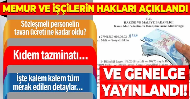 Hazine ve Maliye Bakanlığı'ndan genelge! Memur ve işçilerin hakları açıklandı: Kıdem tazminatı, asgari ücret...