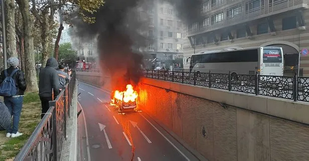 İstanbul’da öğrenciler son anda kurtarılırken servis minibüsü alev alev yandı: Cana geleceğine mala gelsin