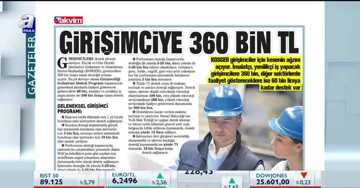 KOSGEB'ten girişimciye 360 bin TL
