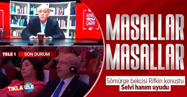 CHP’li Kemal Kılıçdaroğlu’nun sömürge bekçisi Jeremy Rifkin açıklama yaparken Selvi Kılıçdaroğlu uyumayı tercih etti!