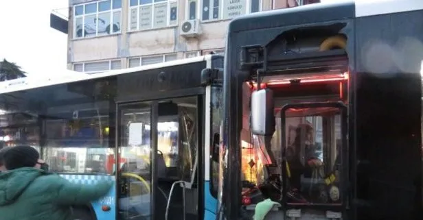 Beykoz'da özel halk otobüsleri kafa kafaya çarpıştı