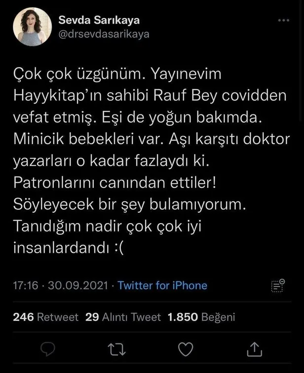 Yayıncı Rauf Baysal koronadan hayatını kaybetti! "Aşı karşıtı yazarlardan etkilendi" iddiası-6
