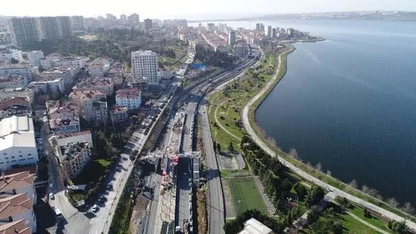 Halkalı-Sirkeci arası banliyö tren hattındaki çalışmalar havadan görüntülendi-2