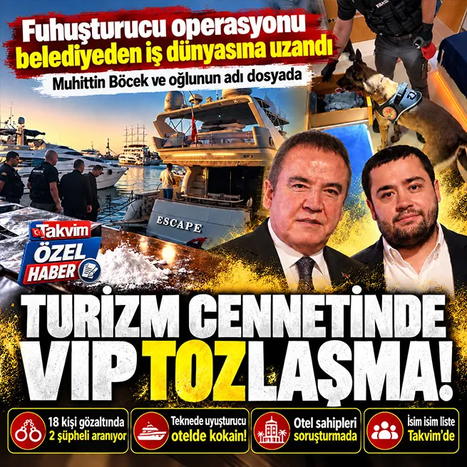 Antalya’da 35 adres ve 2 tekneye uyuşturucu ve fuhuş operasyonu: Muhittin Böcek ve oğlunun adlarının geçtiği dosyada 18 gözaltı