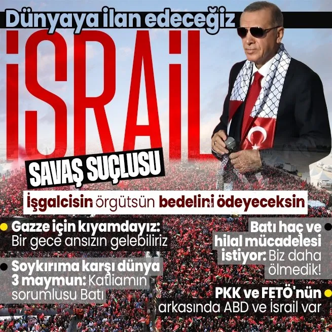 Başkan Erdoğandan İstanbuldaki Büyük Filistin Mitinginde önemli açıklamalar