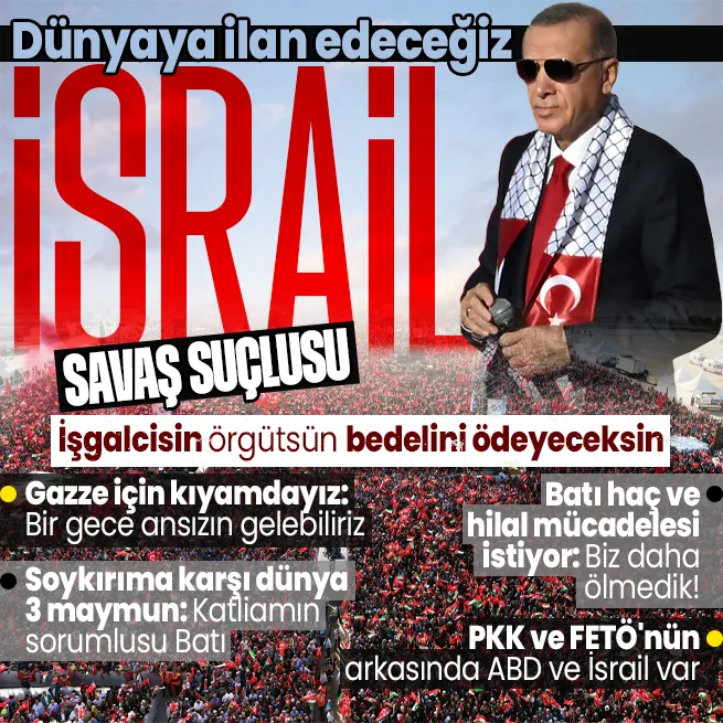 Başkan Erdoğandan İstanbuldaki Büyük Filistin Mitinginde önemli açıklamalar