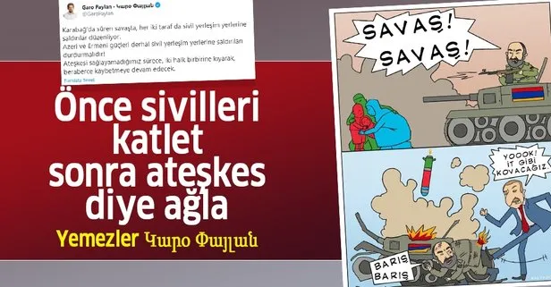 Ermenistan’ın sivil katliamına sessiz kalan HDPKK’lı Garo Paylan, Azerbaycan intikam alınca ateşkes diye ağlamaya başladı