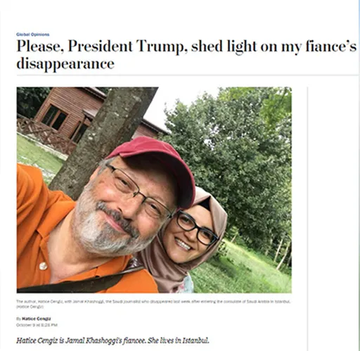 Kayıp gazeteci Cemal Kaşıkçı'nın nişanlısı Hatice Cengiz Washington Post'a makale yazdı-1
