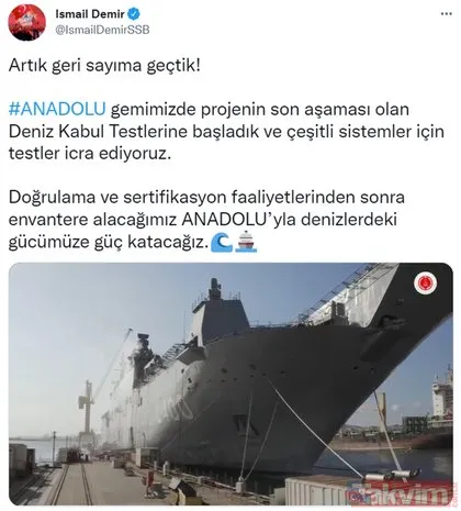 SON DAKİKA: TCG Anadolu’da dev adım! Deniz kabul testleri başladı