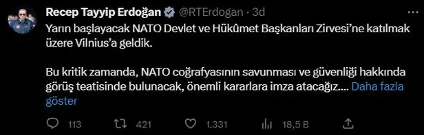 Litvanya'da üçlü zirve: Başkan Erdoğan, NATO Genel Sekreteri Stoltenberg ve İsveç Başbakanı Ulf Kristersson görüştü-17