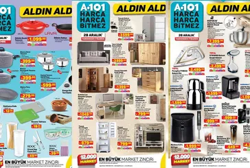 Hafta sonu geldi çeyiz alışverişi başladı! A101 market 29 Aralık 2023 kataloğu satışta: Ütü 2.499 TL, çaycım 899 TL, beyaz eşya 7.599 TL, televizyon...