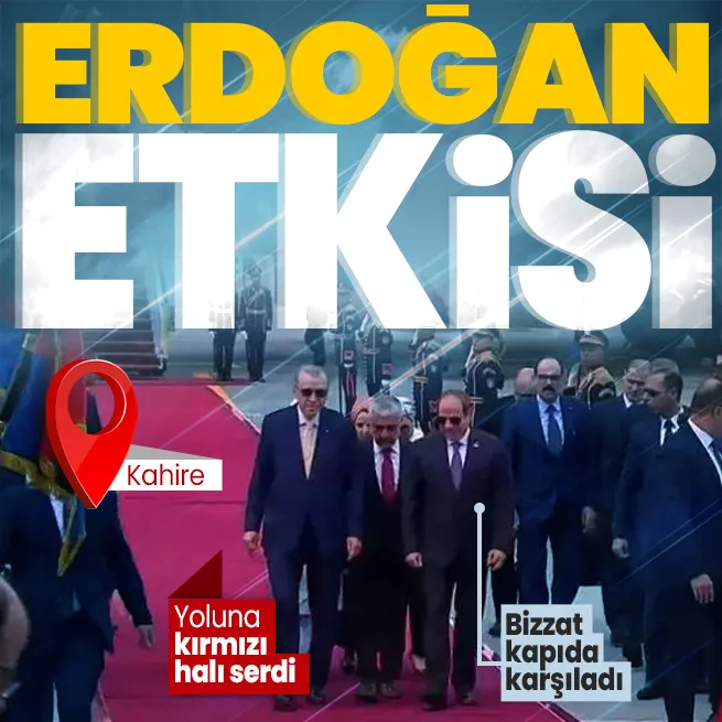 Başkan Erdoğan Mısır’da! Abdulfettah es-Sisi kırmızı halı serdi, uçağın kapısında karşıladı
