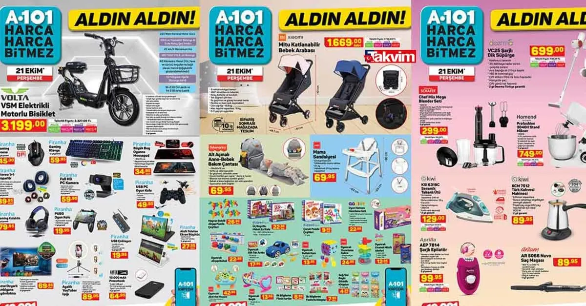 Anneler babalar yaşadı! 21 Ekim A101 aktüel kataloğu! Büyük indirim başlıyor: Bebek arabası, motorlu bisiklet, termosifon ve elektronik ürünlerde...