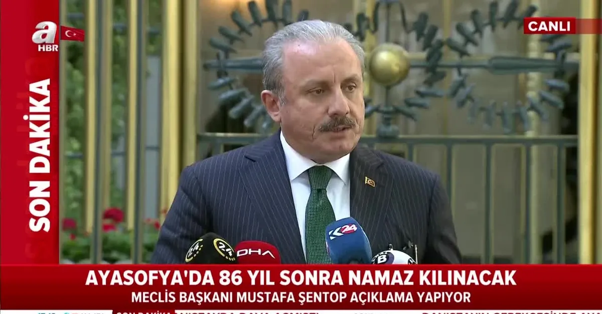 Son dakika: TBMM Başkanı Şentop açıkladı! Ayasofya'da ilk namaz...