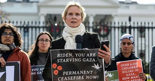 Beyaz Saray önünde Gazze eylemi! Dünyaca ünlü yıldız Cyntia Nixon Filistinliler için açlık grevinde