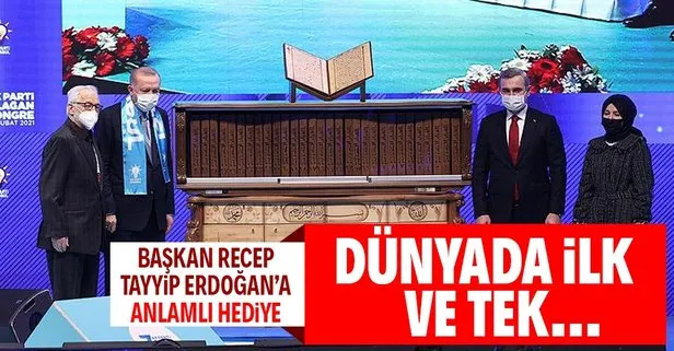 Başkan Recep Tayyip Erdoğan’a Kur’an-ı Kerim hediyesi: Dünyada ilk ve tek olma özelliği taşıyor