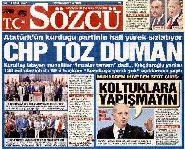 Sozcu Den Chp Isyani Takvim