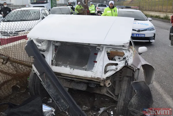 Yine kuş serisi! İzmir'de otomobilin ikiye bölündüğü feci kazada 4 kişi yaralandı - 1