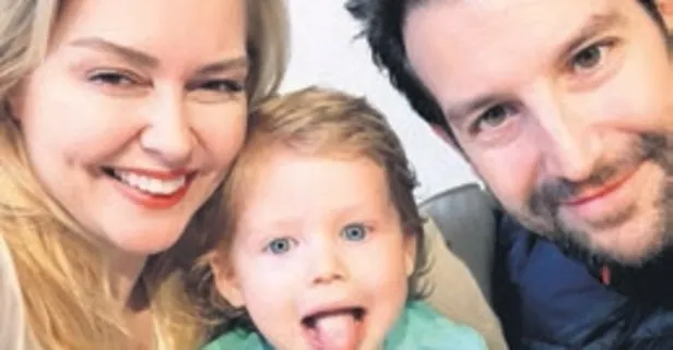 Didem Uzel ile eşi Selim Sarı'nın sevimli çocukları Aslan'dan Türk bayraklı 23 Nisan coşkusu