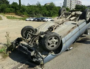 Freni boşalan otomobil takla attı: 1 yaralı
