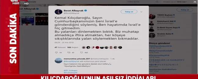 Bakan Albayrak'tan Kılıçdaroğlu'na İsrail yanıtı!