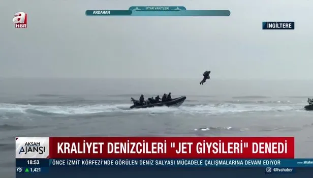Film değil gerçek! Kraliyet deniz piyadeleri yeni ‘’Jet giysileri’’ denedi, savaş gemisine uçarak indi