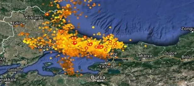 İstanbul’daki şimşekler haritada böyle görüntülendi