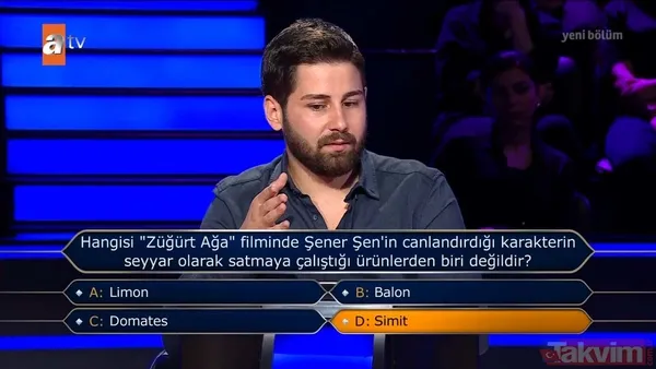"Kim Milyoner Olmak İster?"de nefes kesen anlar: 500 bin TL'lik "Züğürt Ağa" filmi sorusu heyecanı doruklara getirdi. - 3