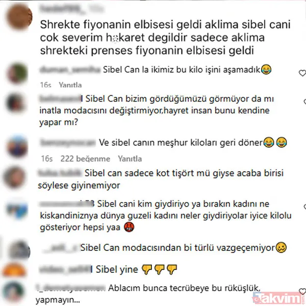 Öte yandan Sibel Can'ın son hali de çok konuşuldu. Can için "Ve Sibel Can'ın meşhur kiloları geri döner", "Sibel Can'la ikimiz bu kilo işini aşamadık"...