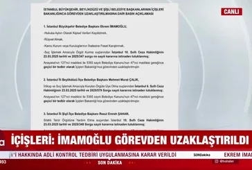 Ekrem İmamoğlu görevden uzaklaştırıldı!