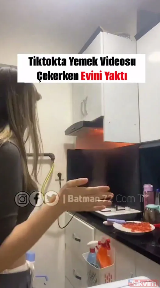 Al sana Tiktok! Yemek videosu çekeyim dedi mutfağının yanışını izledi: Alevleri üfleyerek söndürme çabası dikkat çekti - 3