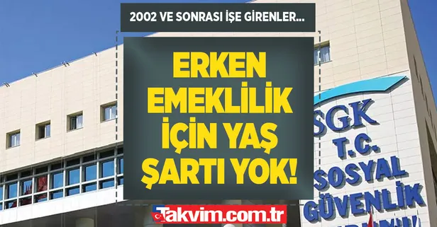 10-15 yıl çalışıp, 3600 prim gün ile emeklilik imkanı! Erken emeklilik için yaş şartı yok! 2002 ve sonrası işe girenler...