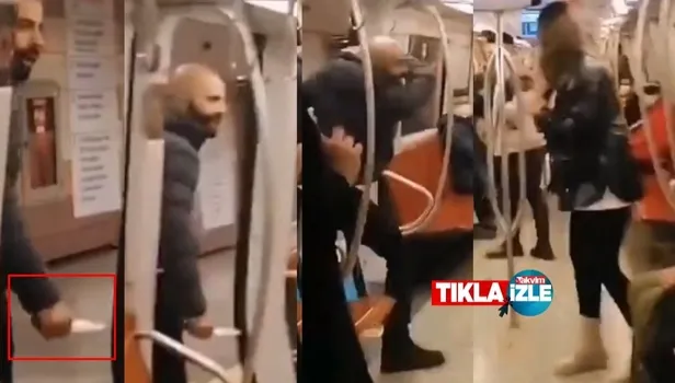 #Kadıköymetro! Metroda eli bıçaklı saldırgan videosu izle! Kadınlara dehşeti yaşattı! Korku dolu anlar kamerada