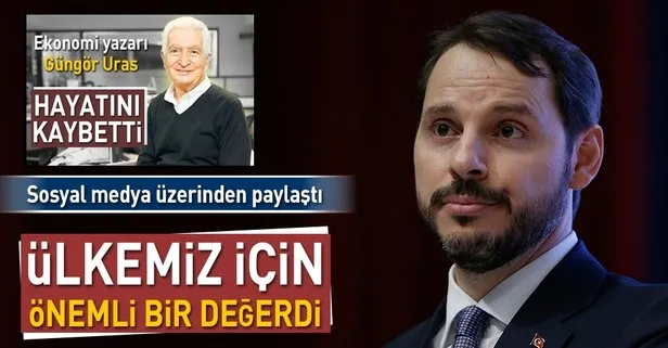 Hazine ve Maliye Bakanı Albayrak Güngör Uras için başsağlığı mesajı yayımladı