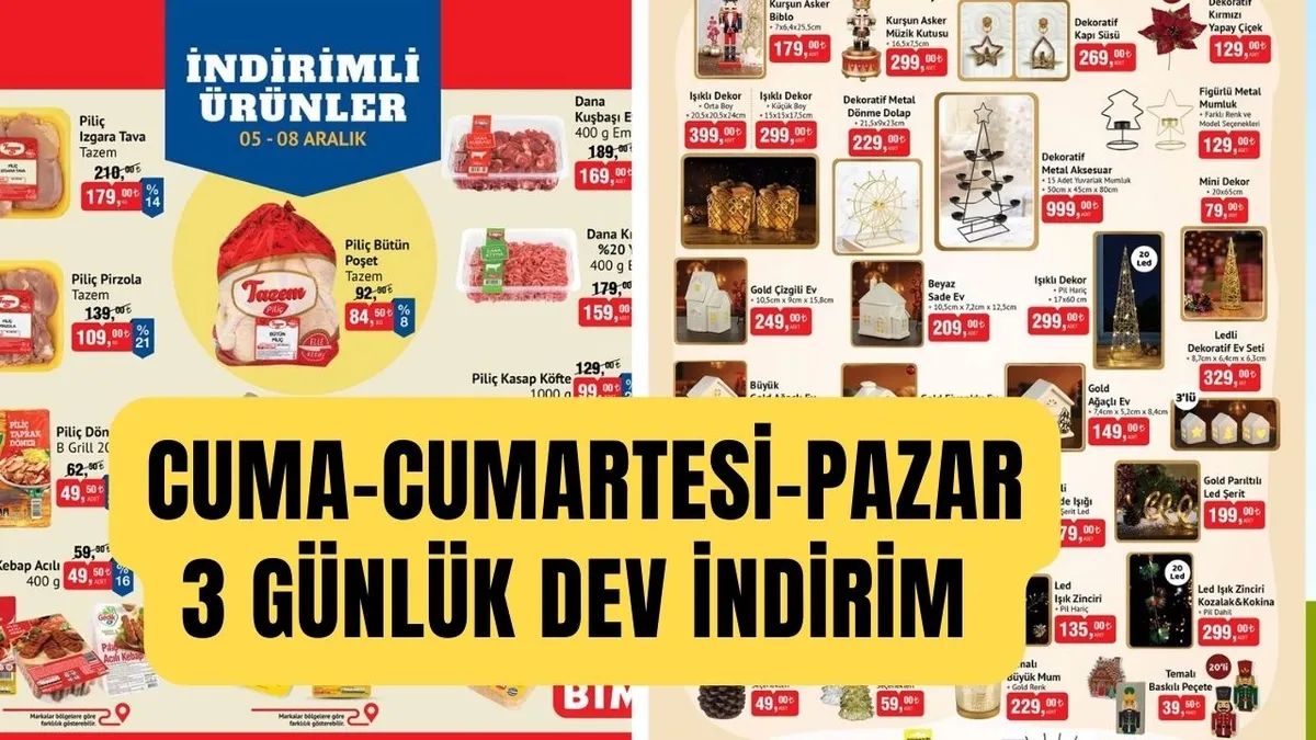 6,7,8 Aralık’a özel 3 günlük HAFTASONU İNDİRİMİ! Türk Kahvesi Günü’ne özel BİM aktüel kataloğu! Et, tavuk, yumurta,...