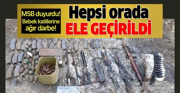 MSB duyurdu: Hakurk’ta PKK’ya ait çok sayıda silah ve mühimmat ele geçirildi