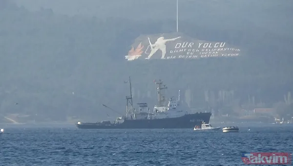 Rus askeri römorkörü ile anti-sabotaj botu Çanakkale Boğazı'ndan geçti - 8