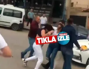 Tekmeler havada uçuştu! Yol ortasında kavga