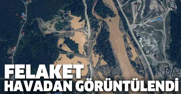 Giresun'daki sel felaketi havadan görüntülendi!