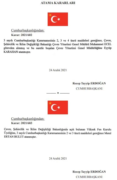 Bazı bakanlıklar ile kurumlara ilişkin atama kararları Resmi Gazete'de yayımlandı-3