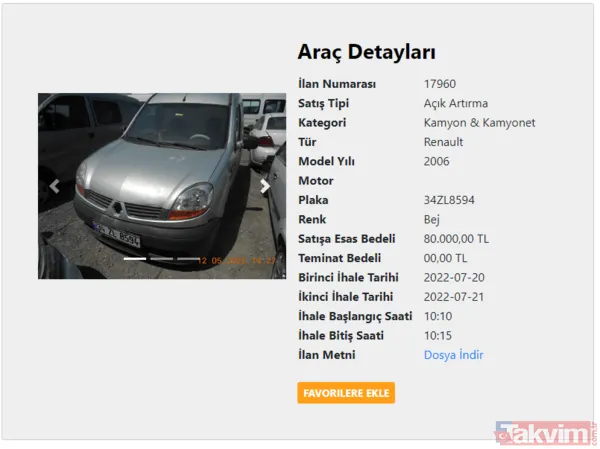 SGK'DAN 10 BİN TL'YE 2004 MODEL FİAT! 100 bin TL'ye Mercedes sahibi olun! SGK 2. el fiyatları şoke etti! Toyota, Fiat, Renault, Citroen... - 6