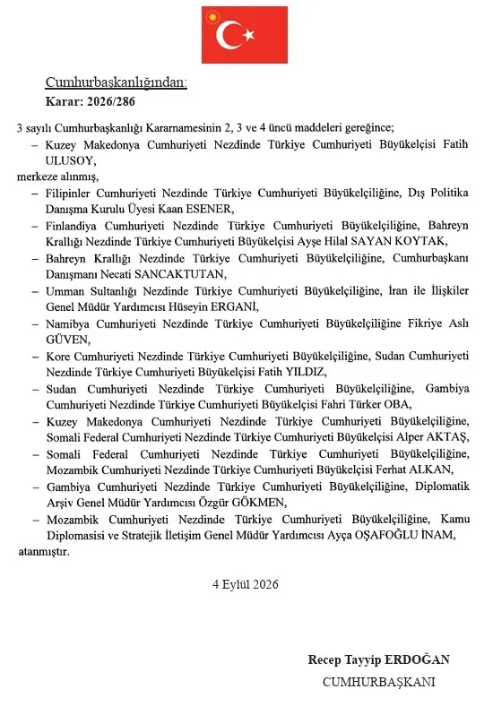 Atama kararları Resmi Gazete'de yayımlandı: 12 ülkeye yeni büyükelçiler ve çok sayıda kuruma üst düzey görevlendirme-10
