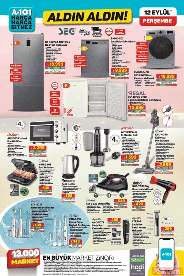 A101'de beyaz eşya indirimi! 12 Eylül kataloğunda yeni mutfak ürünleri yayınlandı - 10