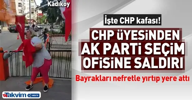 Kadıköy’de CHP’li kadından AK Parti’nin seçim bürosuna saldırı
