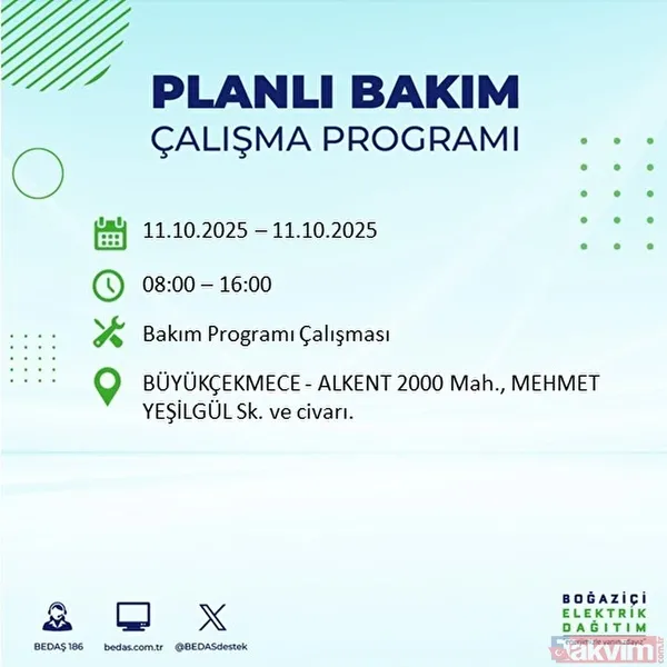 Evde elektrik ne zaman gelir? 11-12 EKİM İLÇE İLÇE LİSTE: İstanbul'da 9 saat yok - 12