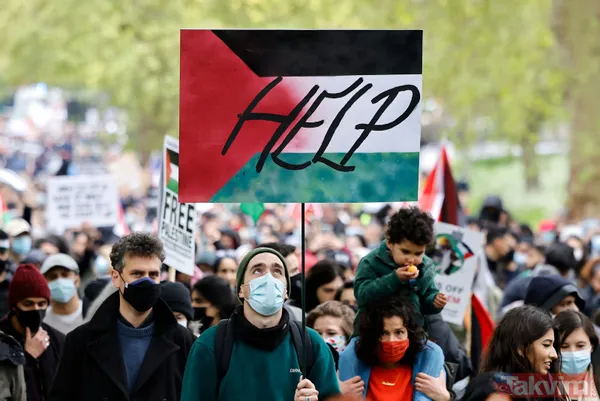 SON DAKİKA: Filistinlilerin katledilmesi protesto ediliyor! Binler Londra'da İsrail Büyükelçiliği'ne yürüyor - 12