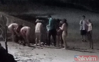 Plajda olay yaratan görüntüler! Beş kadın bir erkek çırılçıplak yakalandı