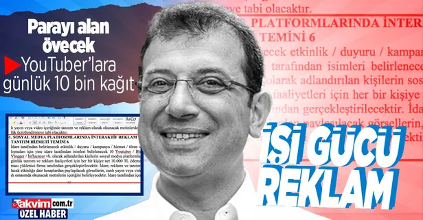 Ekrem İmamoğlu İBB'nin bütçesini reklama akıtıyor! YouTuber'lara günlük 10 bin TL