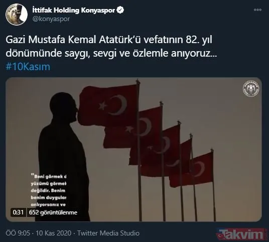 Spor camiası 10 Kasım'da tek ses oldu, Mustafa Kemal Atatürk'ü andı! İşte paylaşımlar