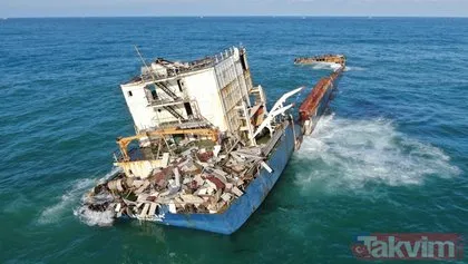 Şile’de karaya oturan dev kargo gemisi kaderine terk edildi! Son hali havadan böyle görüntülendi